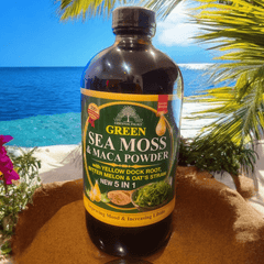 GREEN SEA MOSS & MACA POWDER WITH YELLOW DOCK ROOT,BITTER MELON & OATS STRAW 5 IN 1