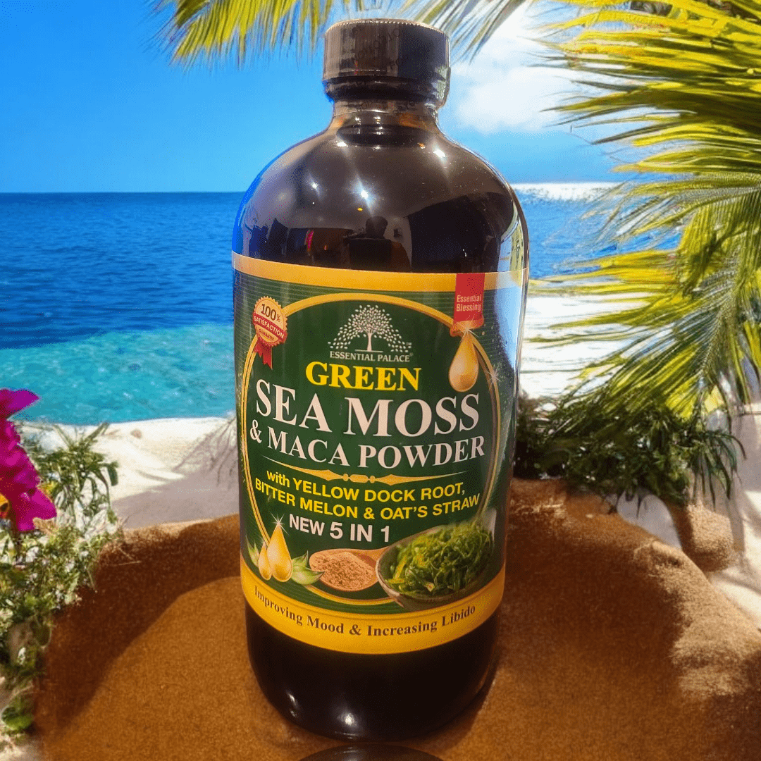 GREEN SEA MOSS & MACA POWDER WITH YELLOW DOCK ROOT,BITTER MELON & OATS STRAW 5 IN 1