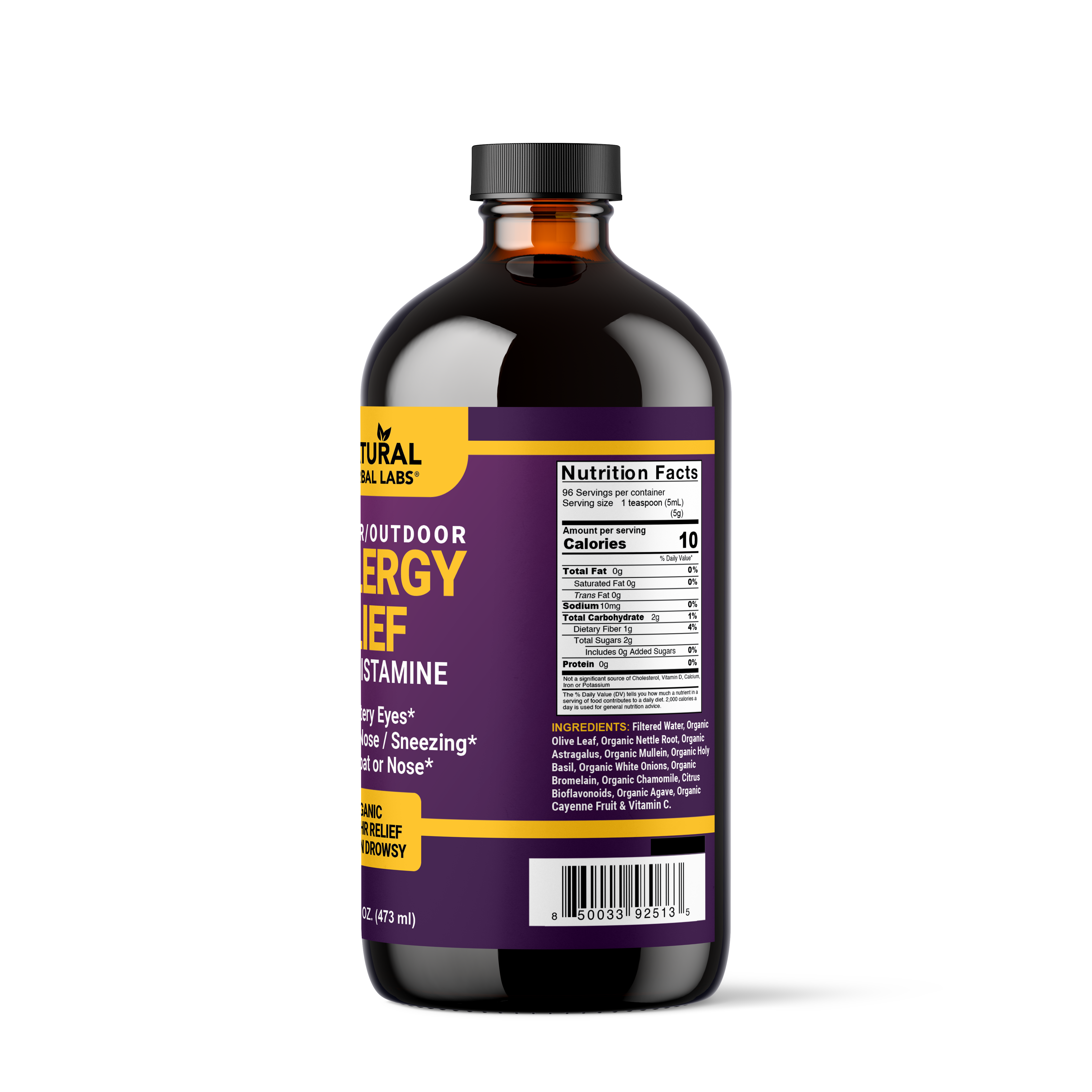 Allergy Relief (Antihistamine for Indoor/Outdoor/Seasonal Allergies) - 16oz