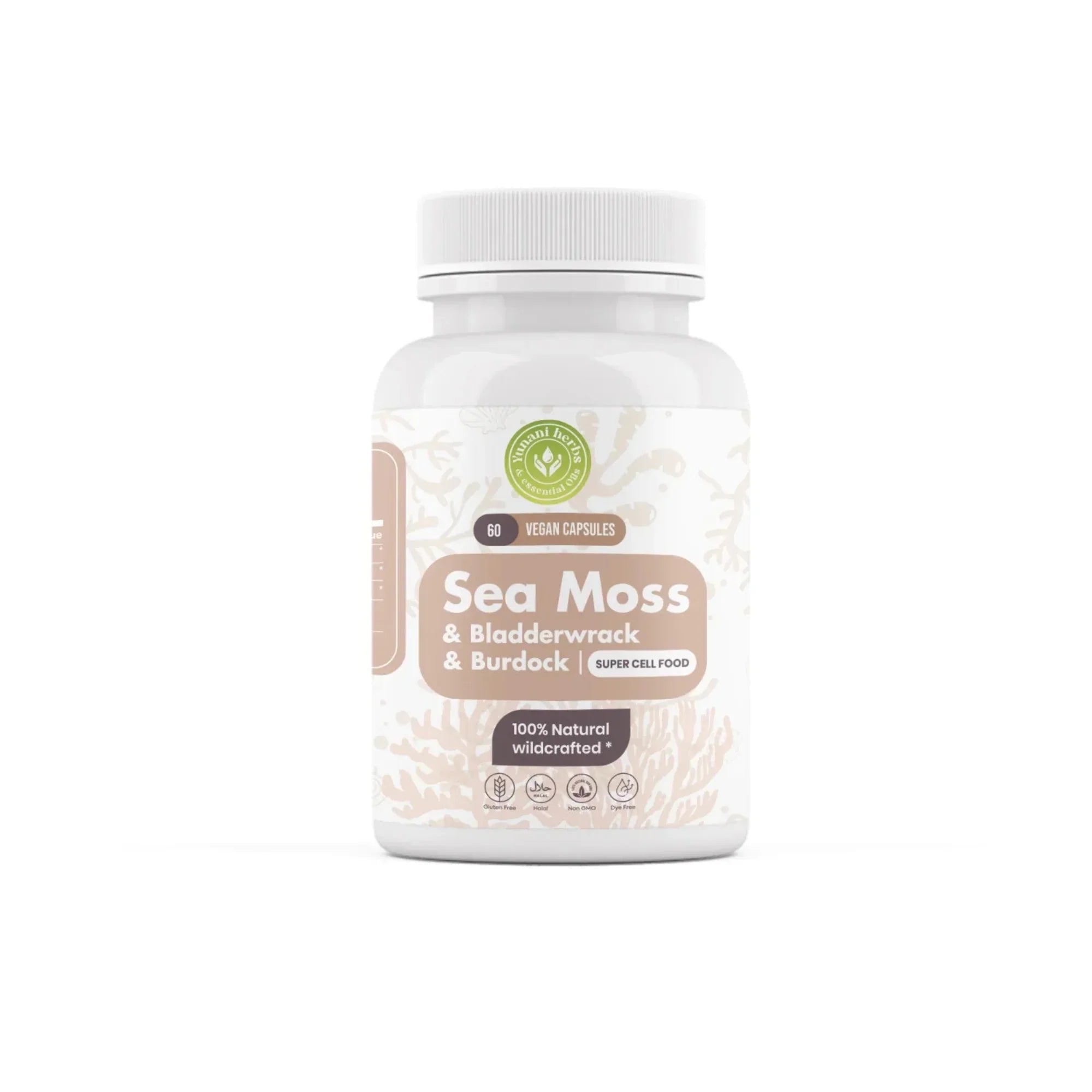 Sea Moss Bladderwrack Burdock 500mg each 60 vegan capsules